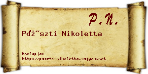 Pászti Nikoletta névjegykártya