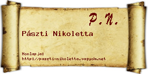 Pászti Nikoletta névjegykártya